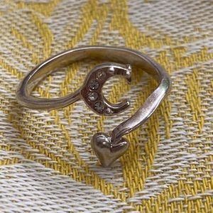 💖Vintage Avon Sterling Silver Crescent Moon & Heart Ring